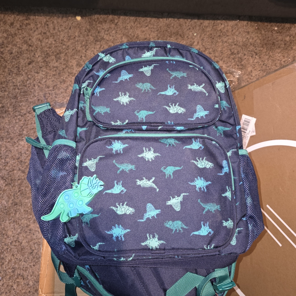 Dinosaur Print Kids Backpack - Blue and Green